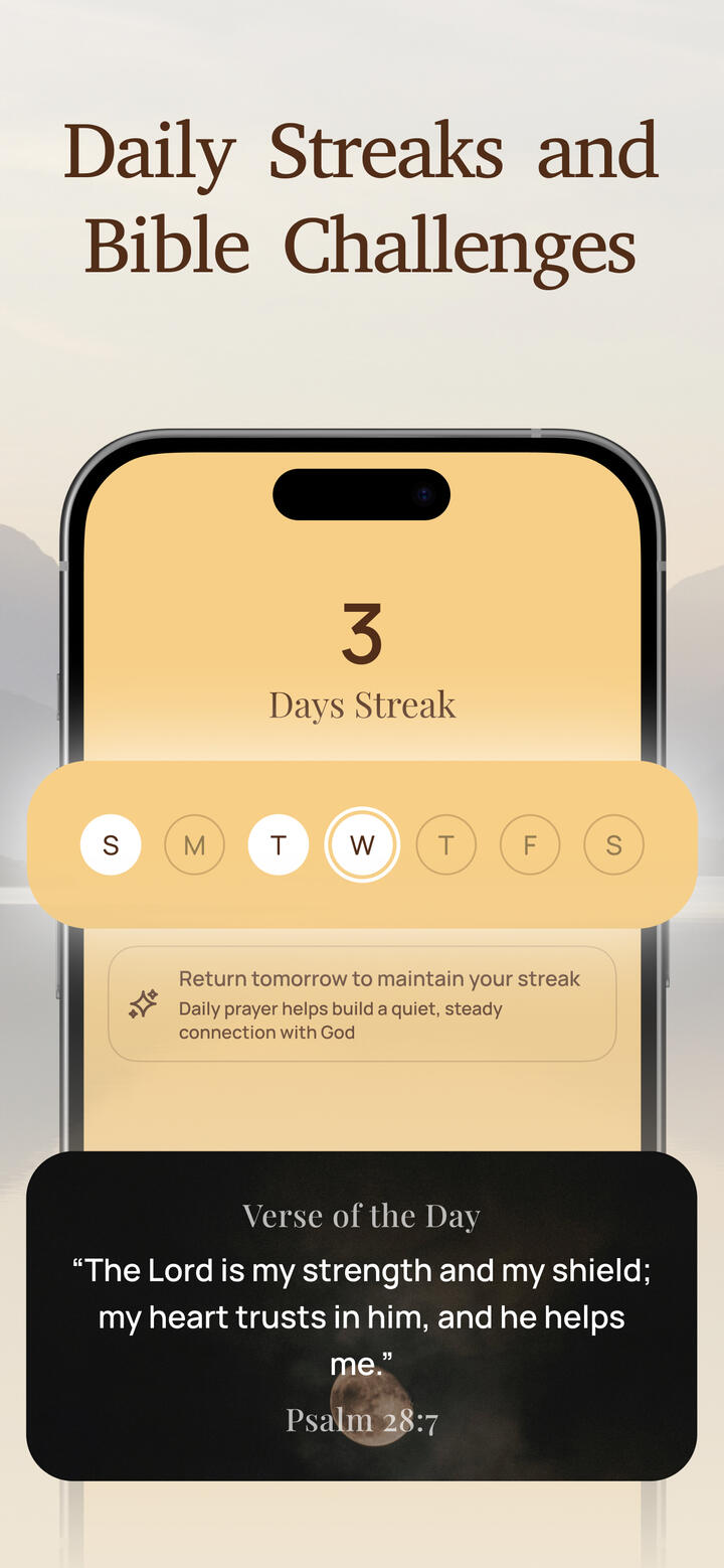 Daily reading streak tracker in the Bible: Widgets, Verses & Chat Bible app